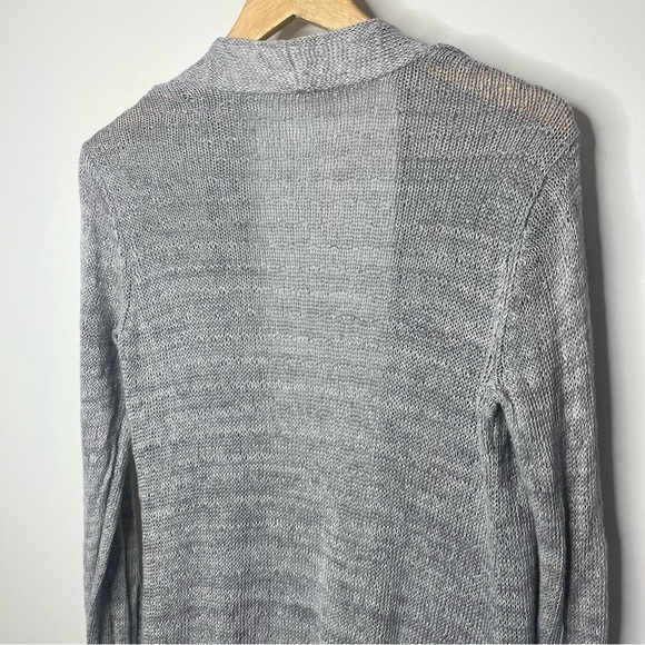 Eileen Fisher Women's Size Medium Grey 100% Organic Linen Loose Knit Cardigan - Picture 4 of 12